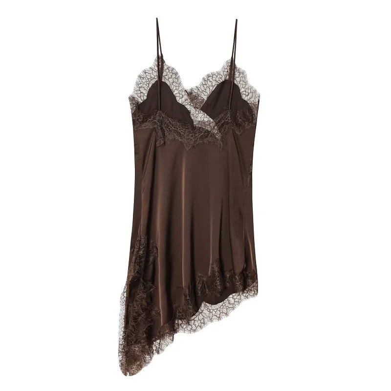 MUJER dentelle Slip Mini robe femmes Satin dos nu robe d'été femme asymétrique fête femmes robe Sexy