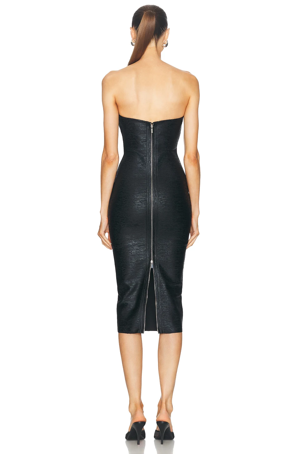 Robe à bandes moulante sans bretelles pour femmes, couleur feuille noire, Sexy, mode, soirée, fête d