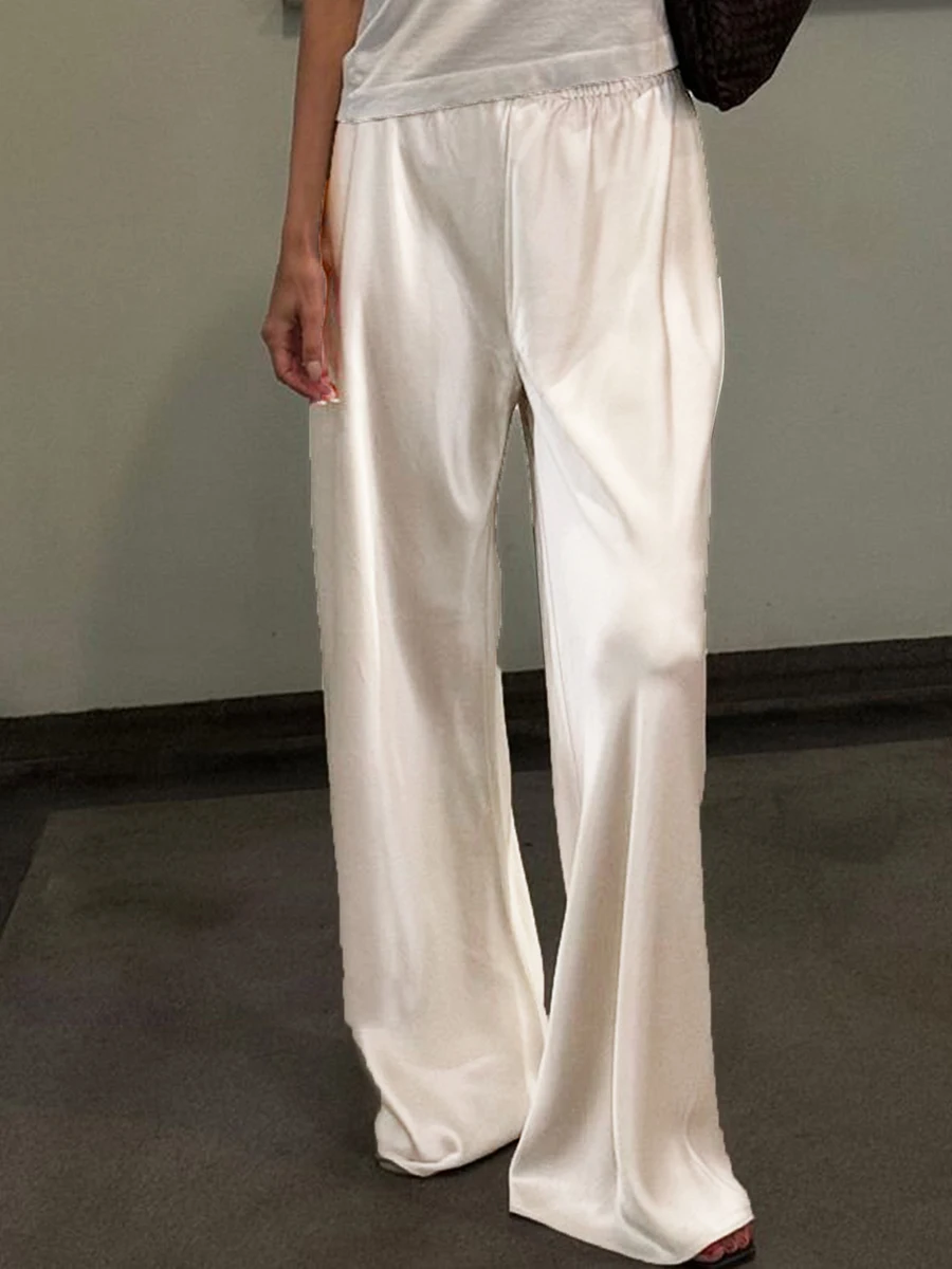 Robe en Satin Chic à Jambes Larges pour Femme, Pantalon de Travail, Taille artificiel astique, Ajust