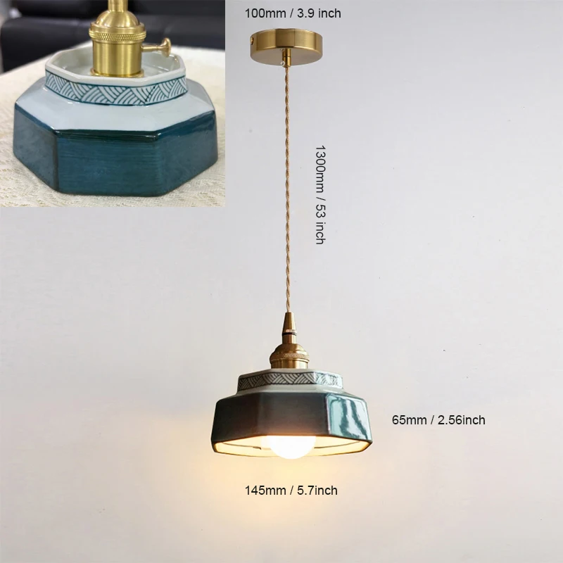 Lampe suspendue en céramique rétro pour restaurant, hôtel, balcon romantique, décoration de table à