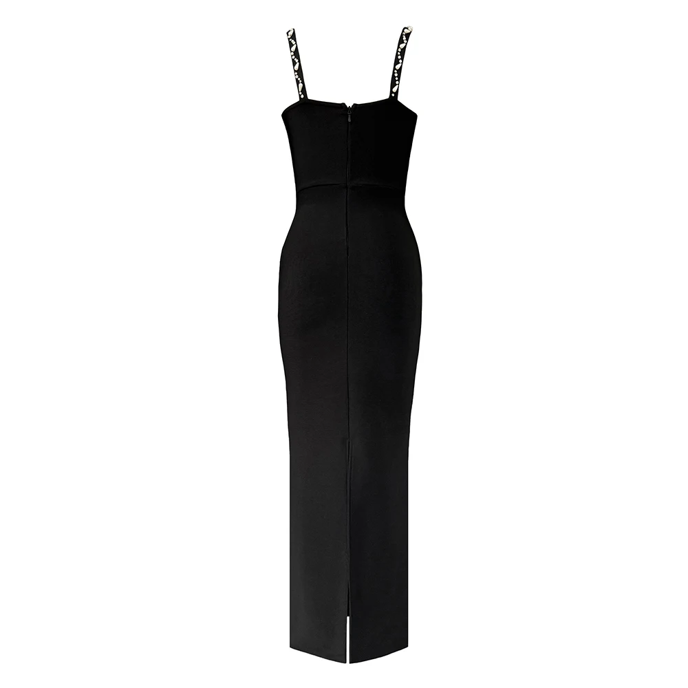 Femmes élégantes perles robe de pansement Spaghetti sangle moulante vêtements Club fête robes de soi