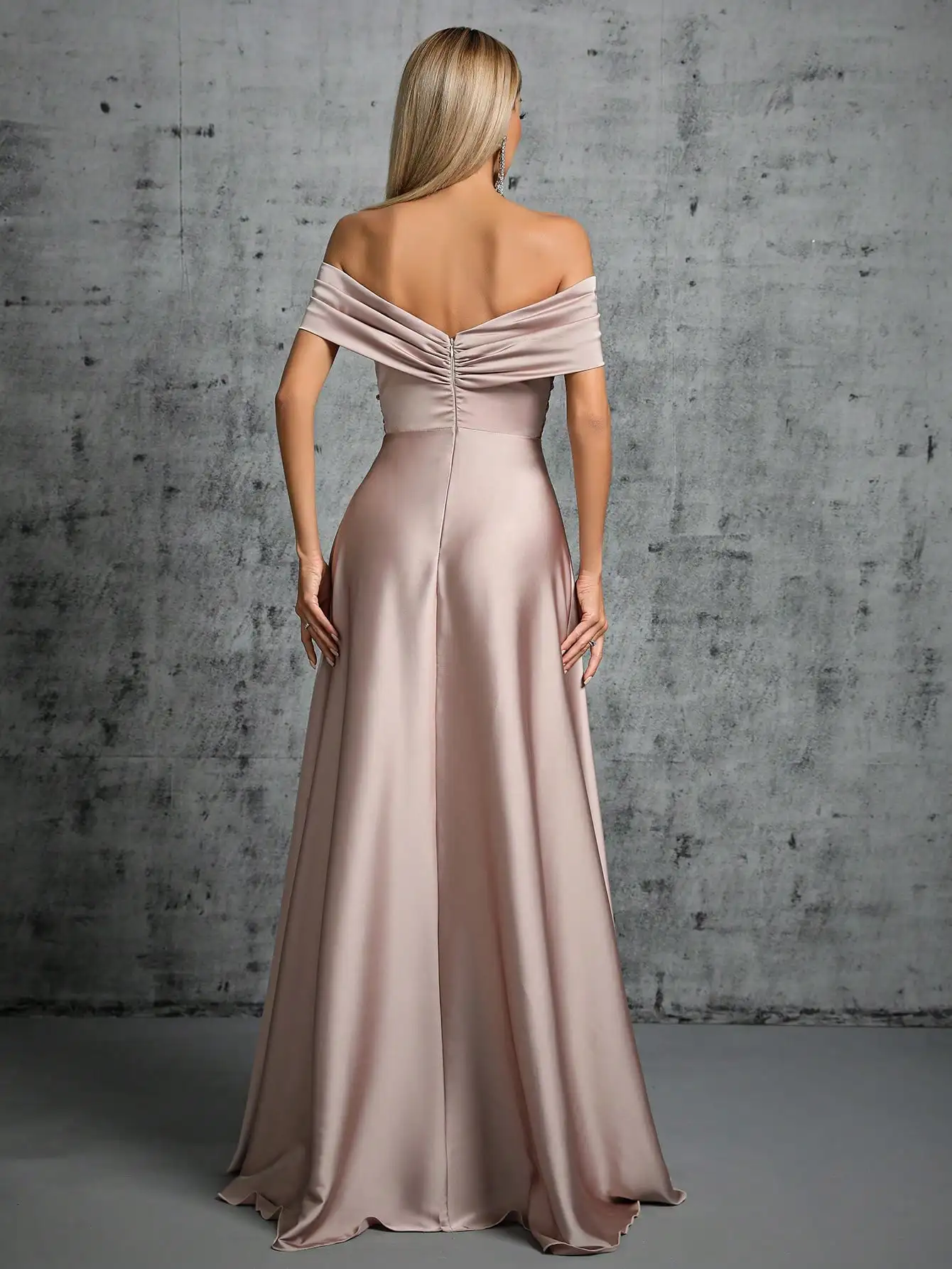 Mgiacy ligne cou irrégulière croix plissée robe en satin robe de bal robe de soirée robe de demoisel