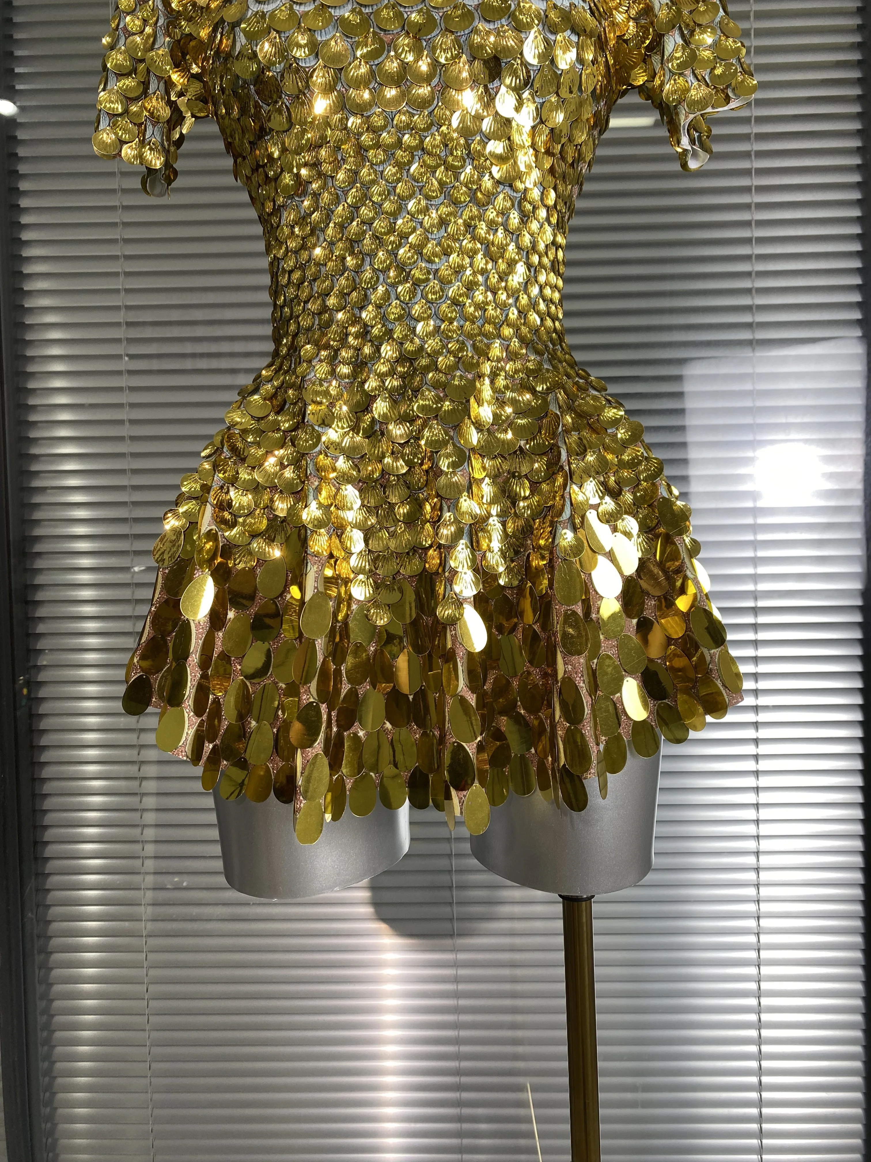 Mini robe Sexy à manches courtes pour femmes, extensible, or, argent, paillettes scintillantes, Cost