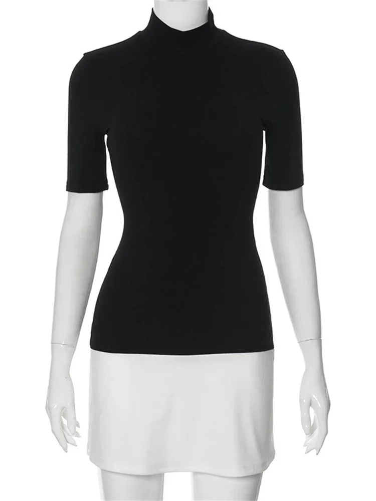 Tossy été femme contraste Mini robe décontracté taille haute à manches courtes Sexy maigre Patchwork
