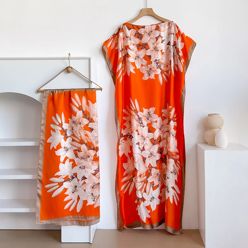 Robe d'été tendance pour femme avec grand foulard, Kaftan Dubaï Turquie, Abaya musulmane ample, Robe