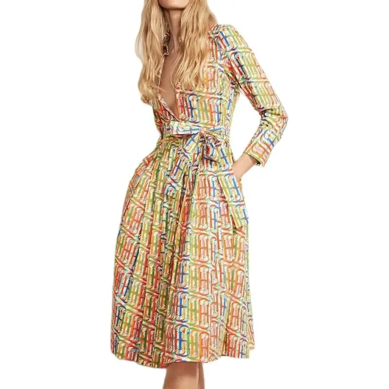 Nouvelle robe pour femmes populaire de haute qualité élégante de luxe femme robe à manches longues c