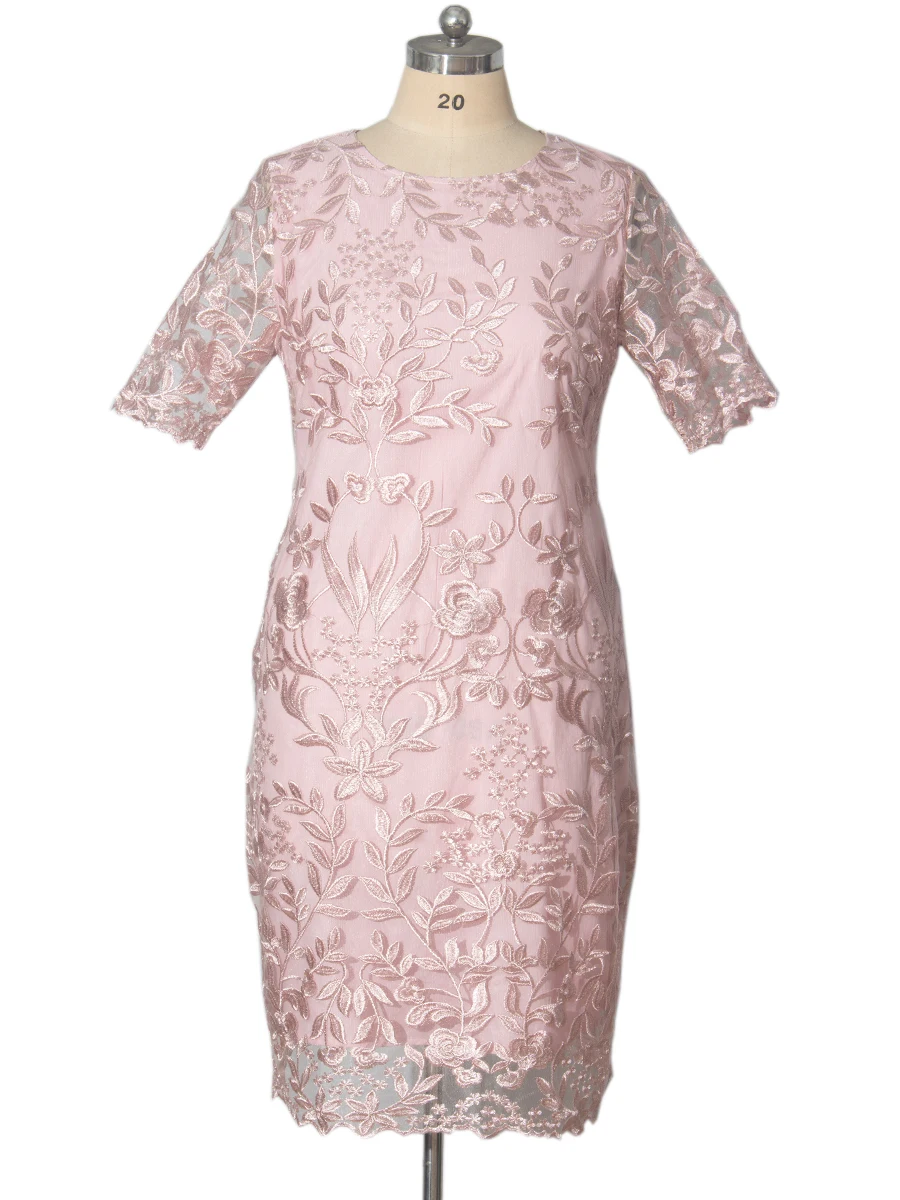 Robes d'été grande taille 4xl 5xl pour invités de mariage, manches courtes, dentelle florale, élégan