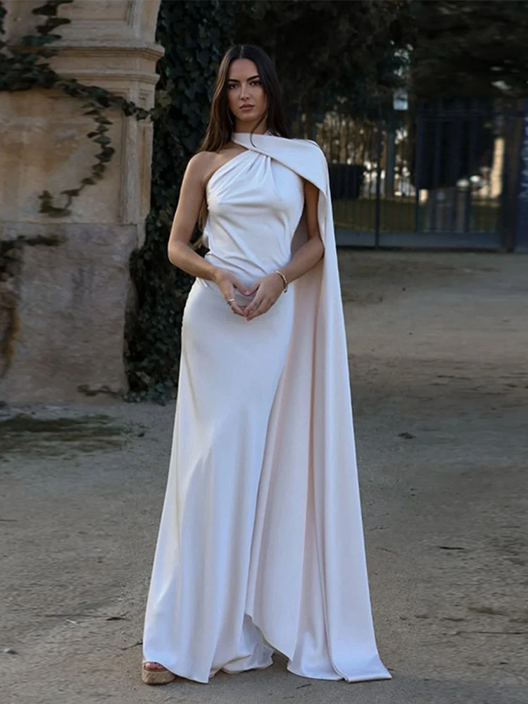 Robe longue dos nu avec ruban de satin pour femme, robes sexy pour femme, robe de soirée élégante po