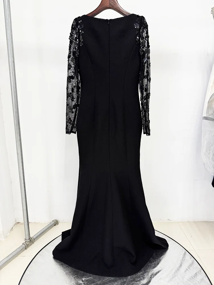 HIGH STREET Nouvelle Collection 2026 Robe Longue de Soirée Designer pour Femme, à Manches Longues, e