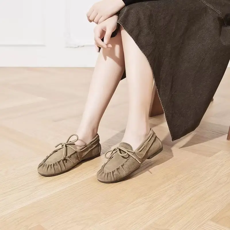AIYUQI Chaussures de ballet pour femmes 2026 Nouveaux mocassins plats pour femmes en cuir véritable
