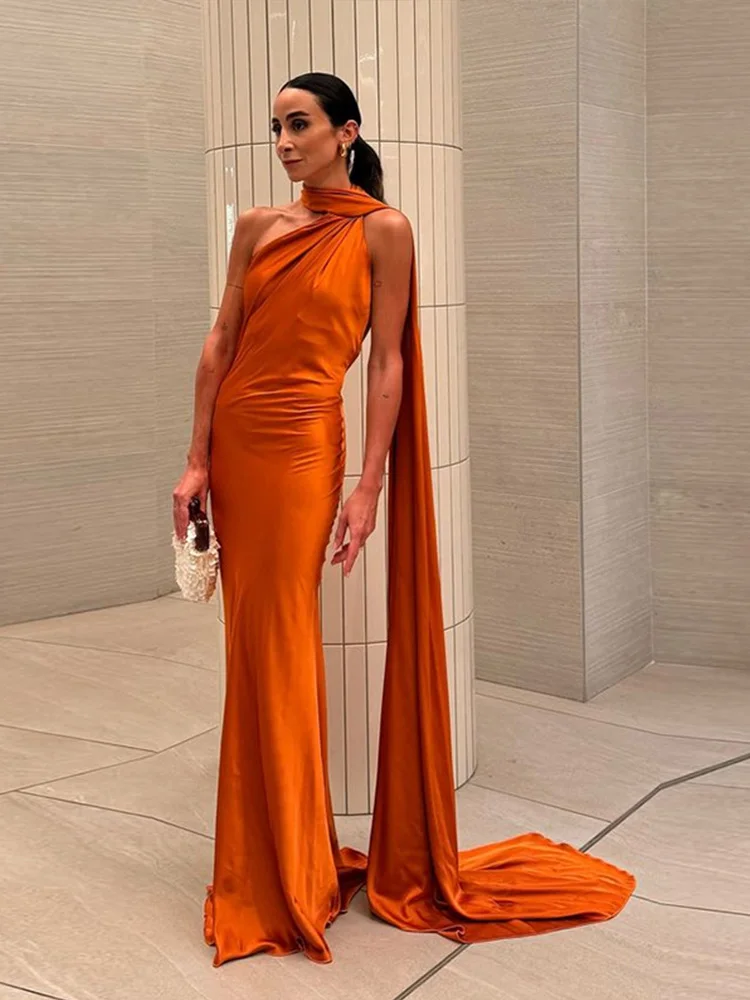 Robe longue dos nu avec ruban de satin pour femme, robes sexy pour femme, robe de soirée élégante po