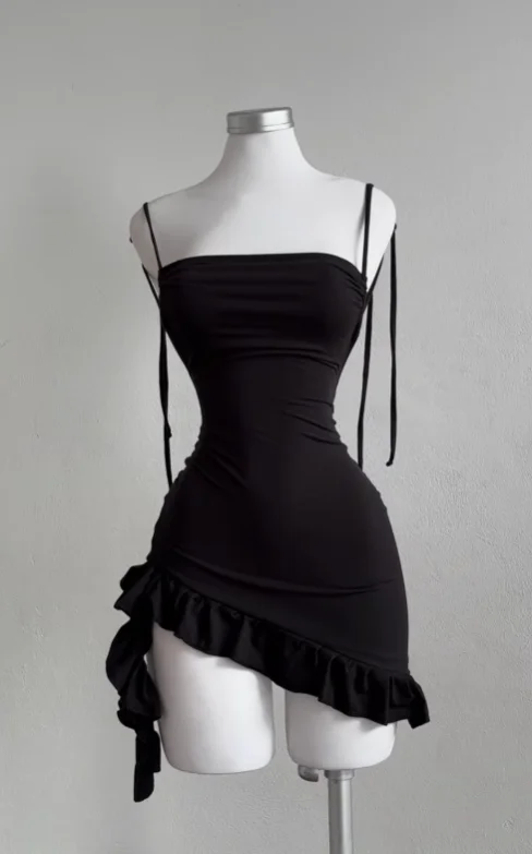Robe sexy à lacets dos nu pour fille, jupe moulante à la hanche, sensation haut de gamme, populaire,