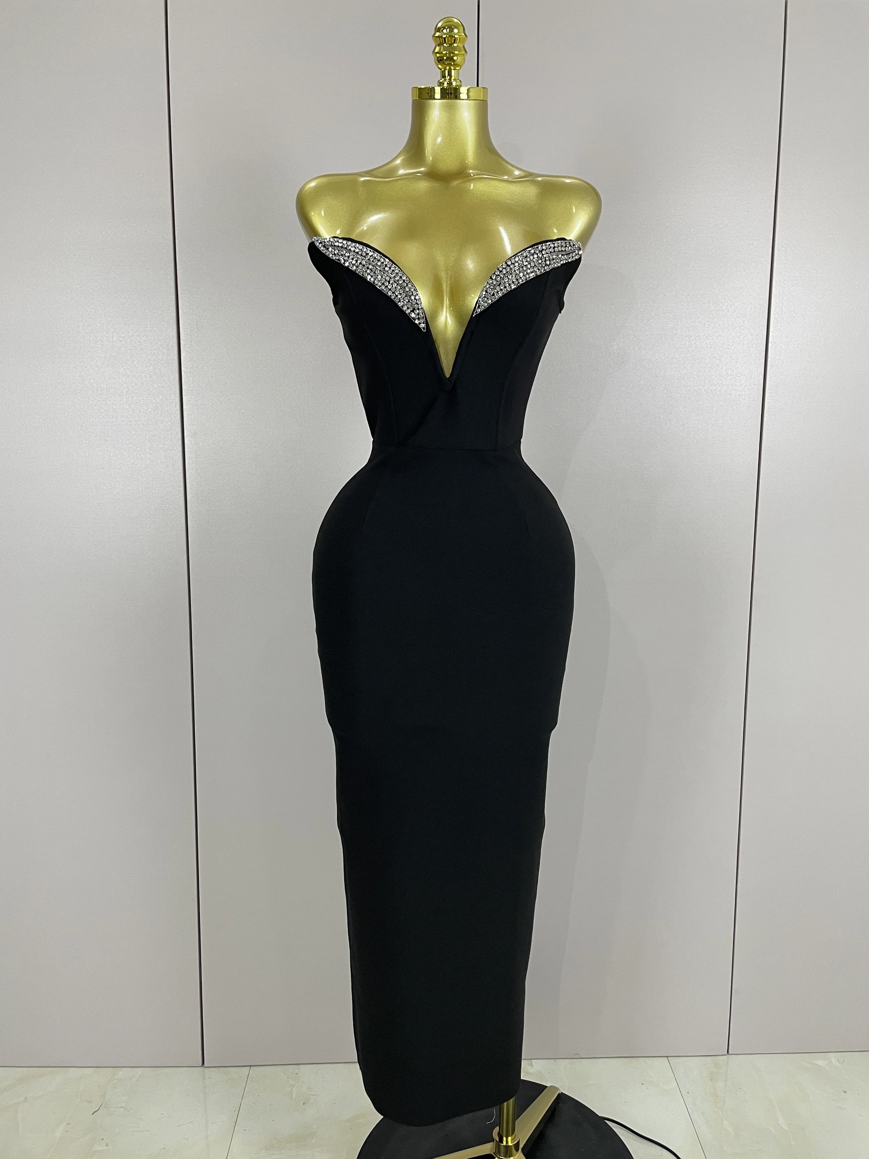 2025 femmes Sexy bretelles brillant strass moulante pansement longue robe mode célébrer soirée luxe 