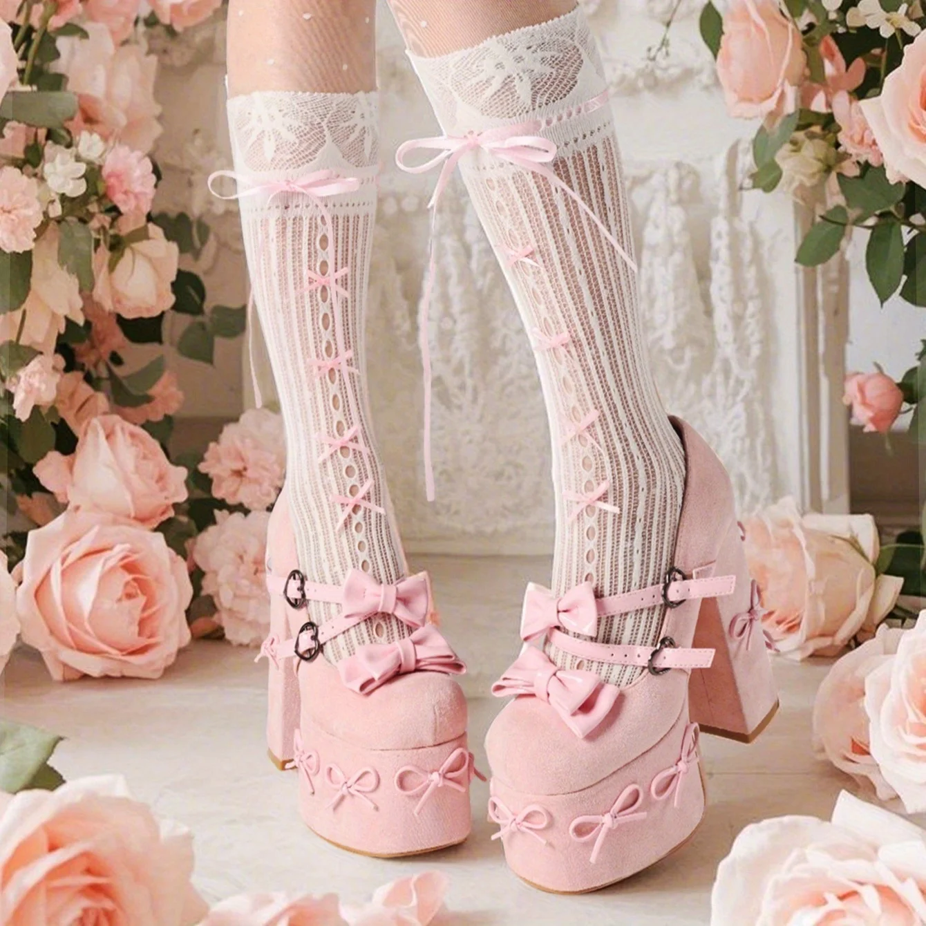 Femmes Mary Jane talons noir plate-forme talons épais Goth plate-forme chaussures gros talon haut Ma