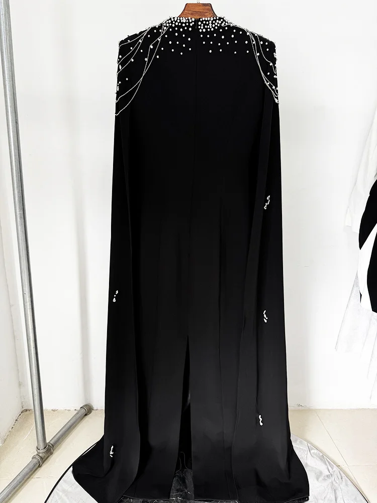 HIGH STREET Nouveauté 2026 Robe longue maxi de créateur pour femme, ornée de diamants et de chaînes,
