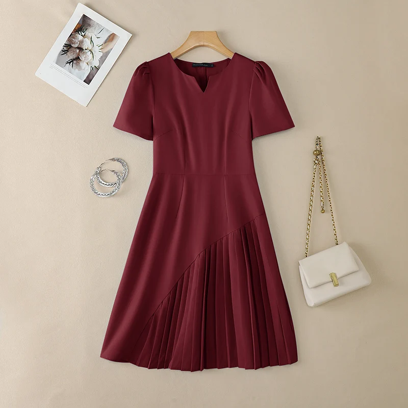 Robe d'été 2026 ZANZEA élégante pour femme, col en V, manches courtes, décontractée, unie, longueur 