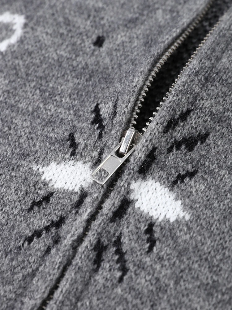 Cardigan Jacquard décontracté pour femmes, ample, col montant, poches zippées, pull assorti avec tou