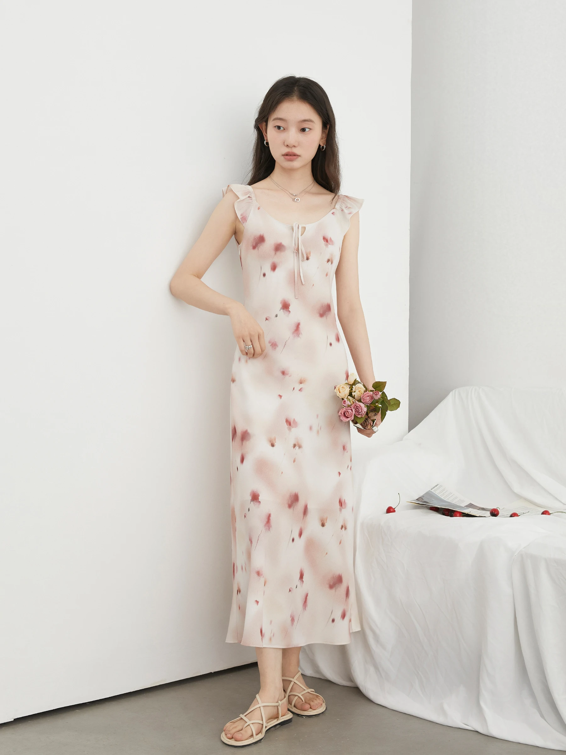 CHIC VEN femmes robes rétro mince décontracté nouveau col en U Halo imprimé petite sans manches long