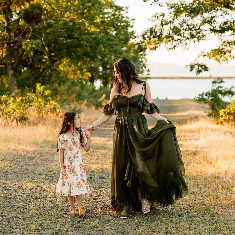 Robe Camisole en Tulle vert foncé, pour séance Photo, robe de photographie enceinte pour femmes, Cos