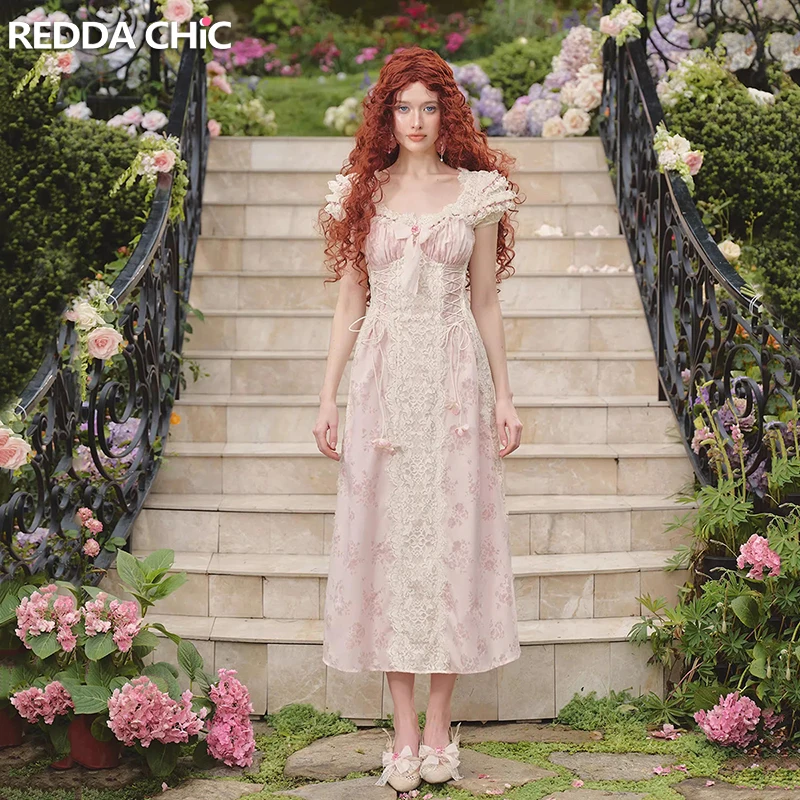 REDDACHiC Robe de soirée Renaissance pour femme, robe longue vintage victorienne avec corset à nœud 