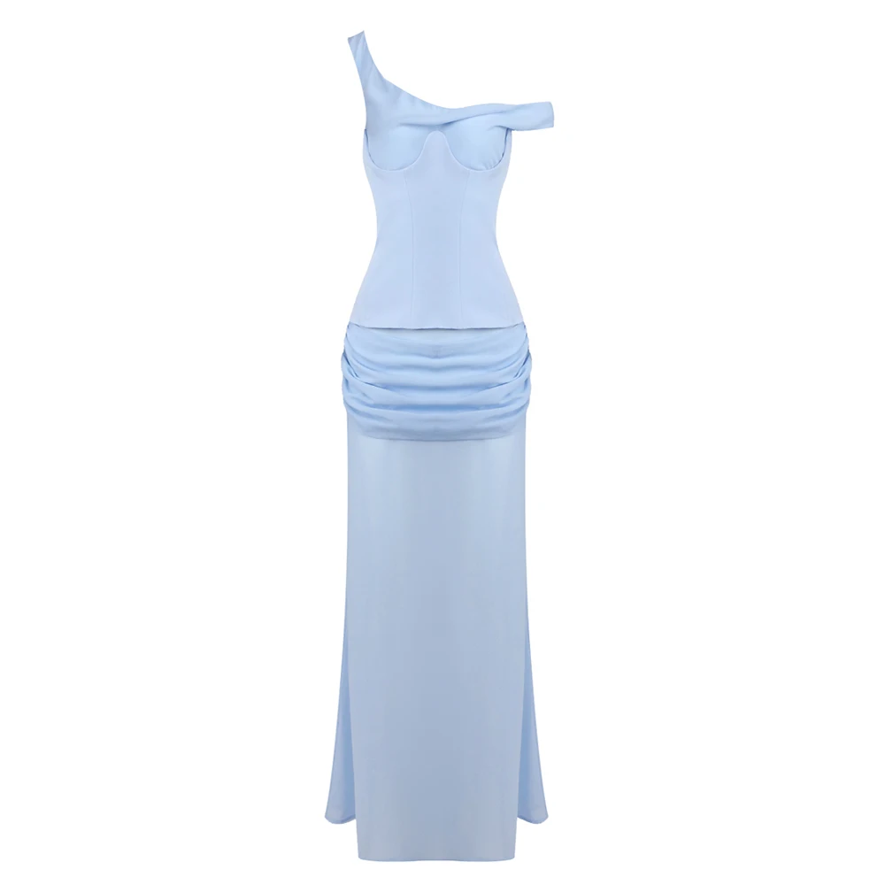 Robe de soirée blanche élégante, asymétrique épaule dénudée, drapée, pour événements formels, robe d
