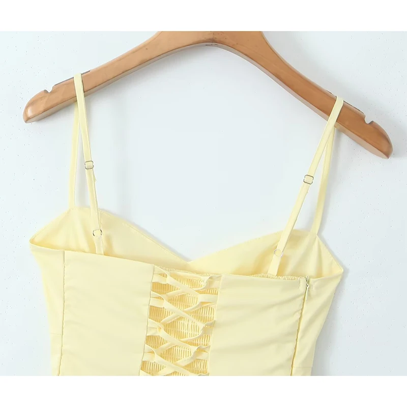 YENKYE-Mini robe en arête de poisson pour femme, taille en arête de poisson, fronde saillante, dos à