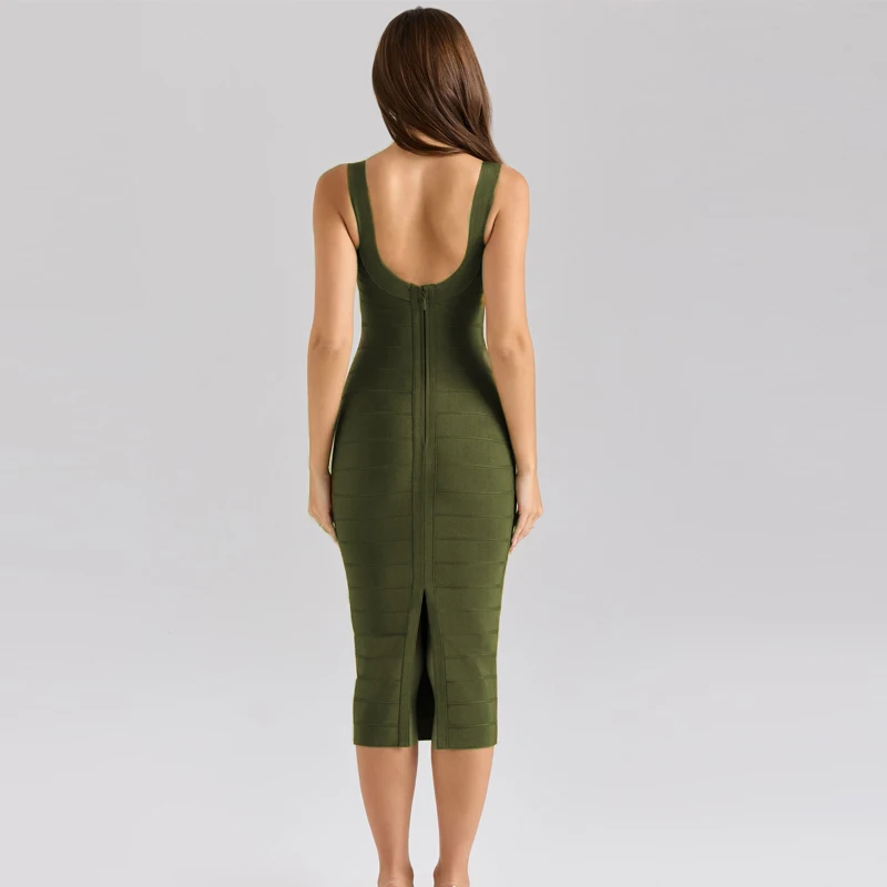 2025 nouveau été fronde Halte armée robe de pansement Sexy élégant femme discothèque célébrité fête 