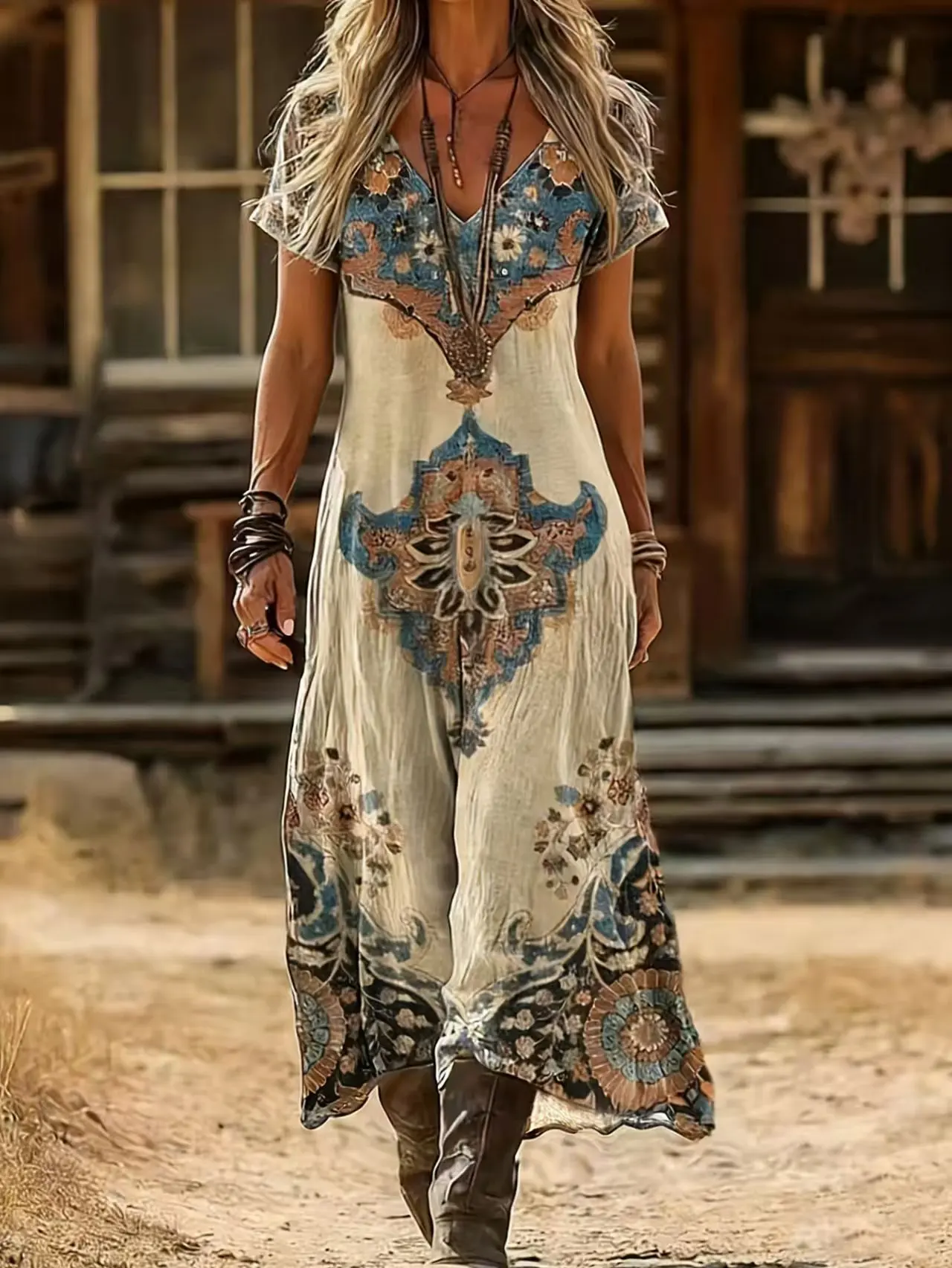 Robe grande taille pour femme, style rétro, col en V, nouvelle collection printemps-été