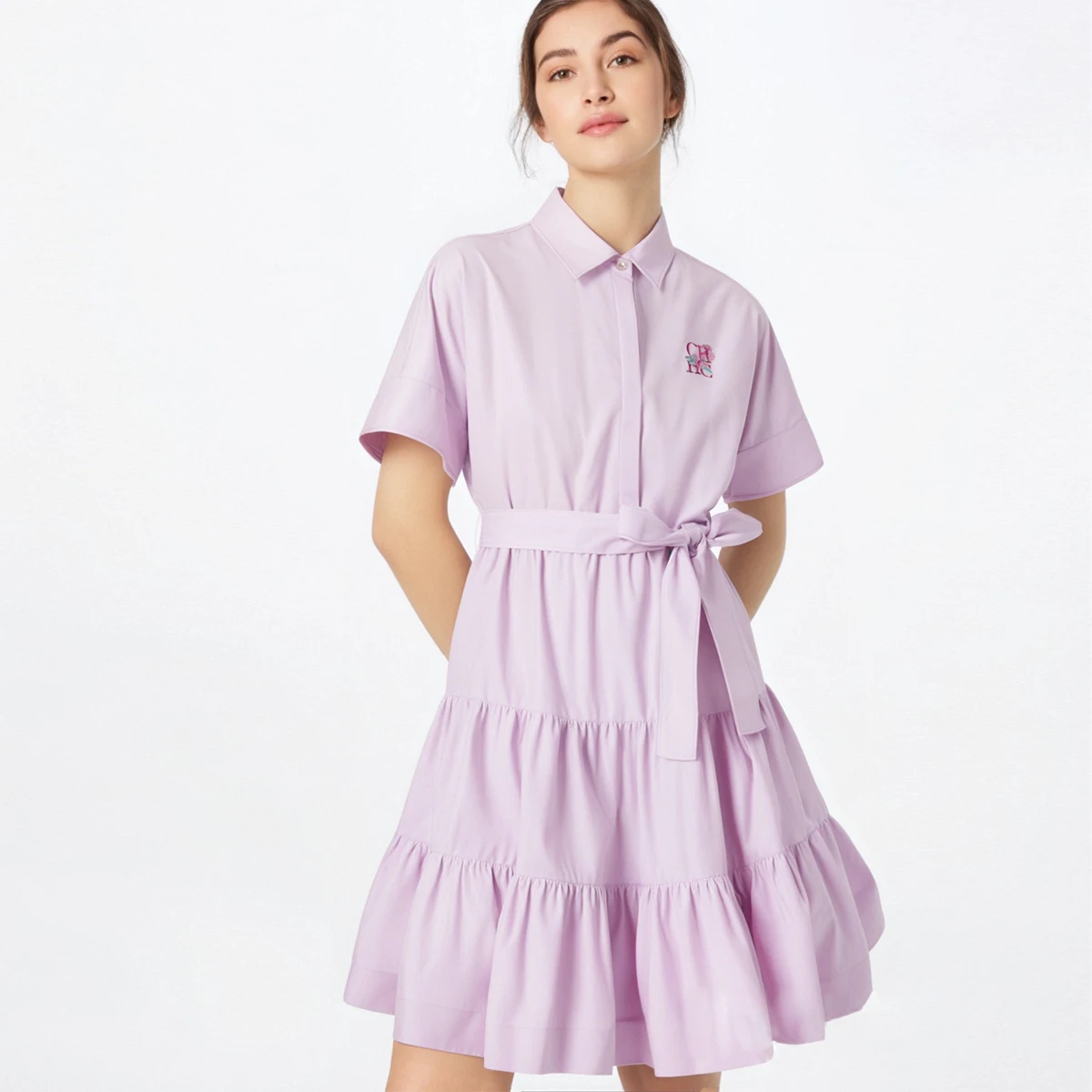 CHCH robe femme nouveau col rose brodé tenue décontracté pour femme Simple fête d'affaires