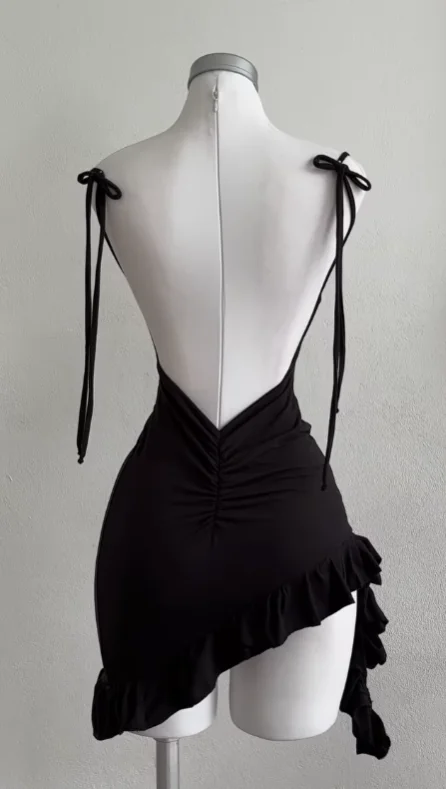 Robe sexy à lacets dos nu pour fille, jupe moulante à la hanche, sensation haut de gamme, populaire,