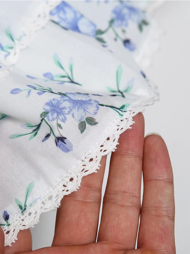 YENKYE-Mini robe à volants en dentelle pour femmes, imprimé floral, manches bouffantes vintage, garn