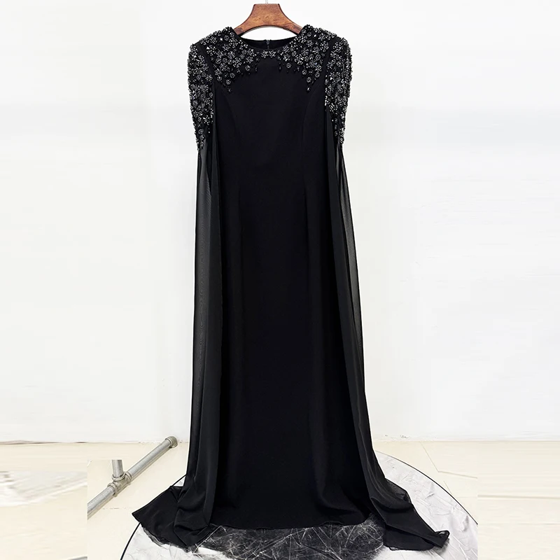 HIGH STREET Nouvelle Collection 2026 Robe de Soirée Longue Maxi pour Femme à Manches Longues Ornée d
