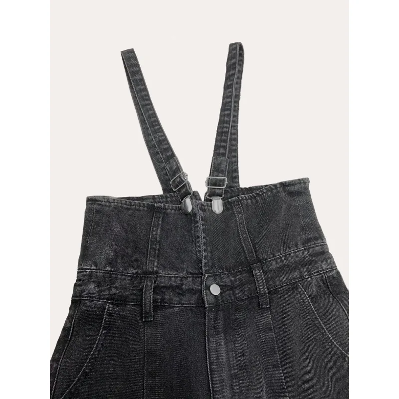 Combinaison décontractée vintage Y2K pour femme, en jean non extensible, taille haute, jambe large, 