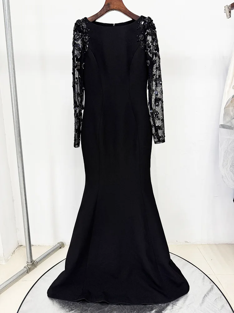 HIGH STREET Nouvelle Collection 2026 Robe Longue de Soirée Designer pour Femme, à Manches Longues, e