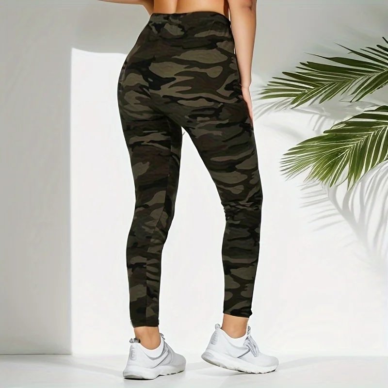 Camouflage imprimé blanc gris Sexy femmes Leggings veste de sport pantalon serré haute élasticité co