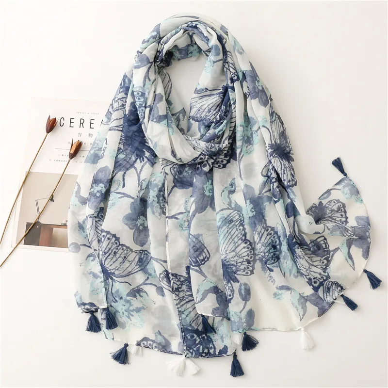 Châle en Viscose avec pompon Floral abstrait Paisley pour femme, écharpe enveloppante de haute quali