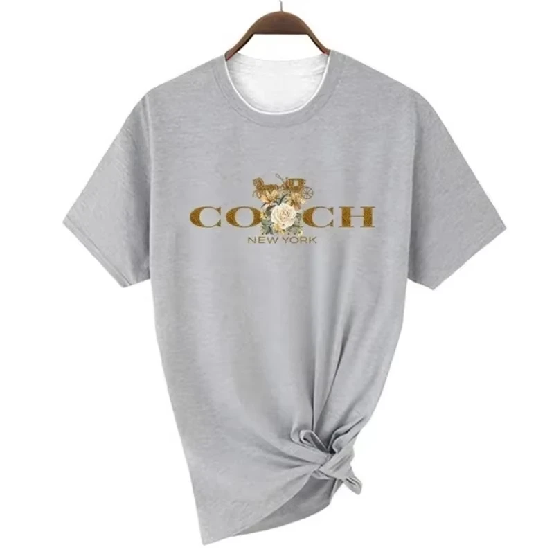 Printemps/été 2026 T-shirt femme de luxe imprimé haut col rond motif manches courtes Hip Hop T-shirt