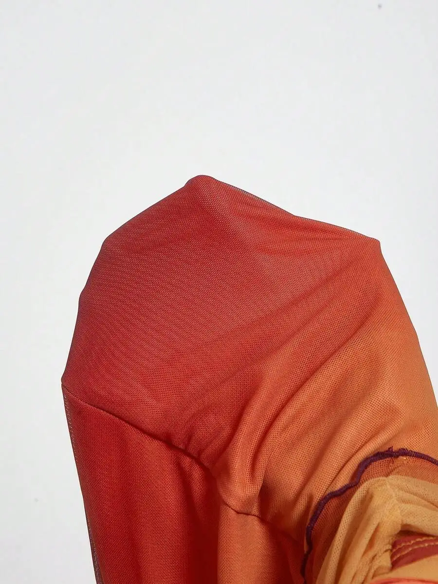 Robe asymétrique à bretelles spaghetti, dos nu, avec nœud papillon dégradé
