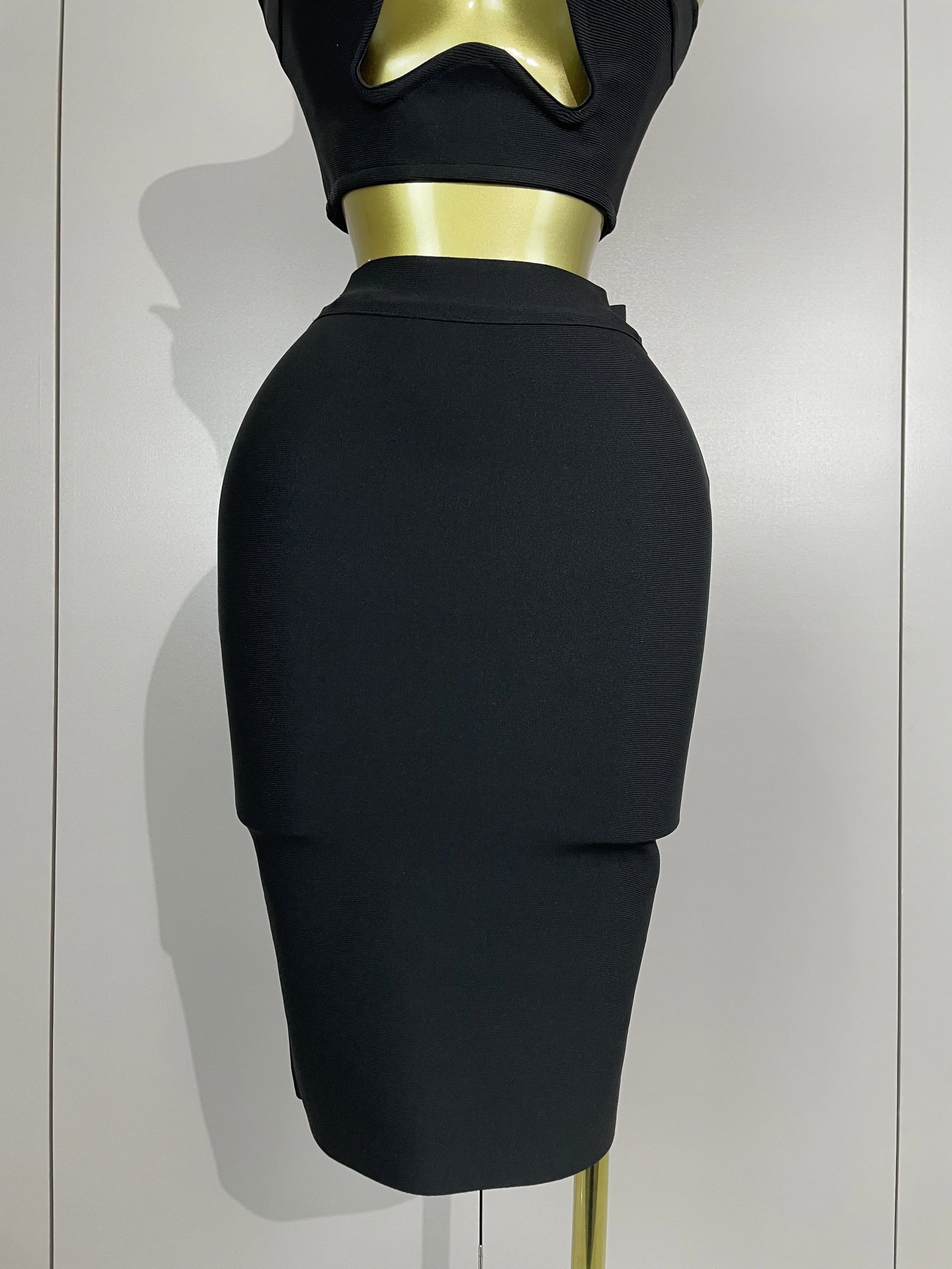 2025 Femmes Sexy Bretelles Dos Nu Noir Bandage Deux Pièces Costume Célébrité Designer De Mode Robe D