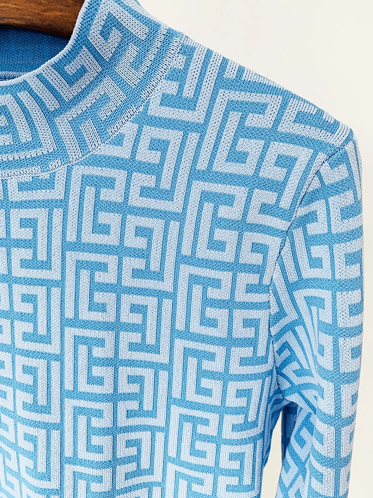 Pull en maille jacquard géométrique à monogramme pour femme, nouvelle collection 2026, tendance de l