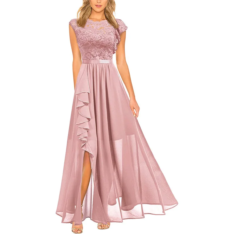 Robe de demoiselle d'honneur pour femmes, longue robe de bal de promo, Sexy, fendue haute, à fleurs 