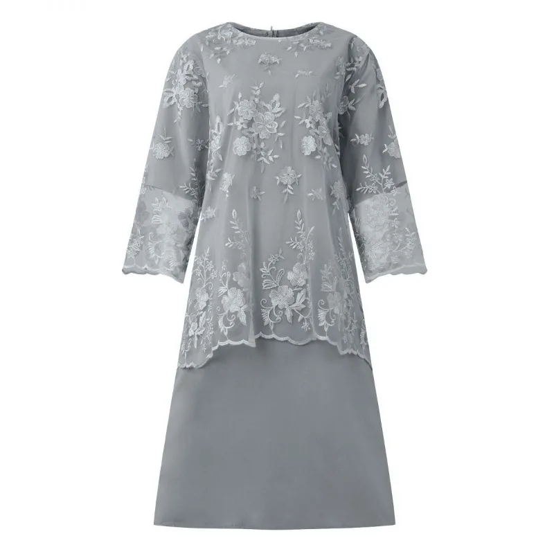 Nouvelle Robe de Soirée Grande Taille pour Femme, Ensemble Deux Pièces avec Broderie en Dentelle de