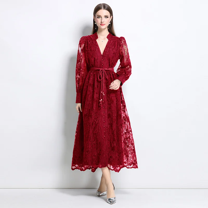 Robe longue française de Style palais, en dentelle brodée robuste, élégante et amincissante, livrée 