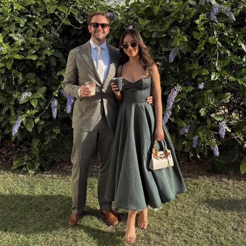 Suninheart été robes de soirée d'invité de mariage femmes vert imprimé fleuri robe Sexy haute fente 