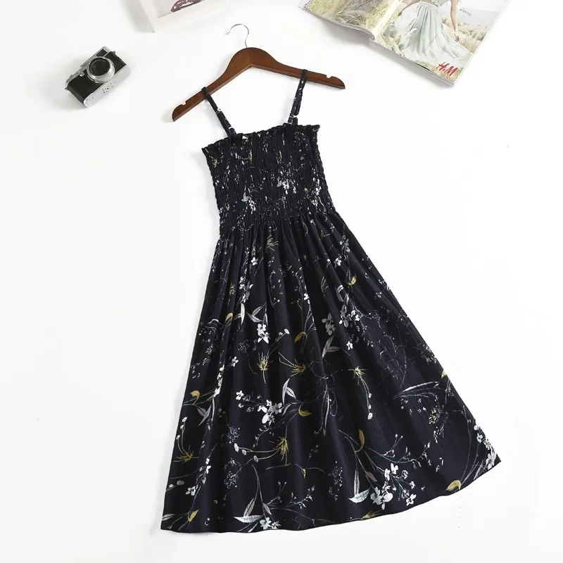 Robe Camisole d'été en mousseline de soie, sans manches, Mini, mode, taille élastique, décontractée,