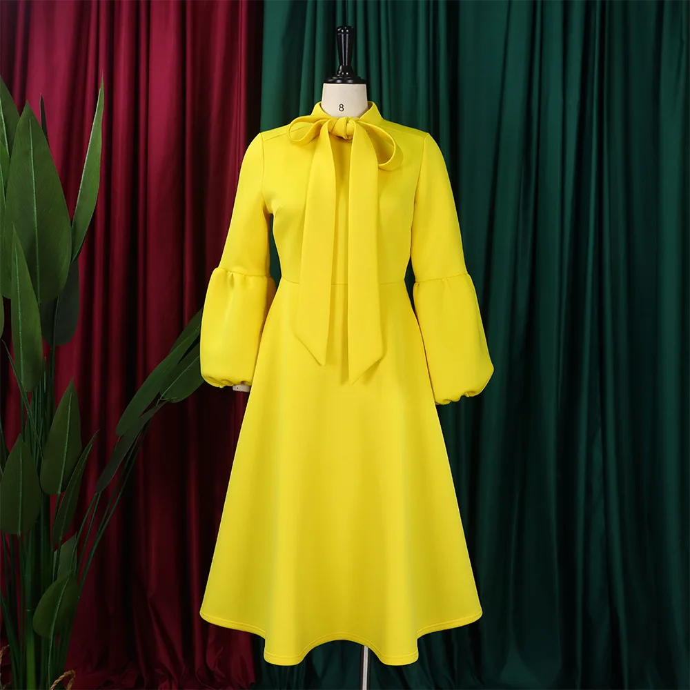 Robes d'église pour femmes noires mode Vintage africaine nœud cou robe de soirée formelle dames élég