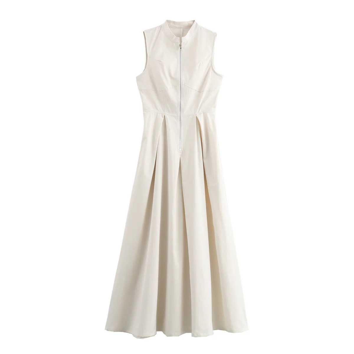 MUJER 2025 robes longues drapées pour femmes fermeture éclair sans manches robe Maxi femme vacances