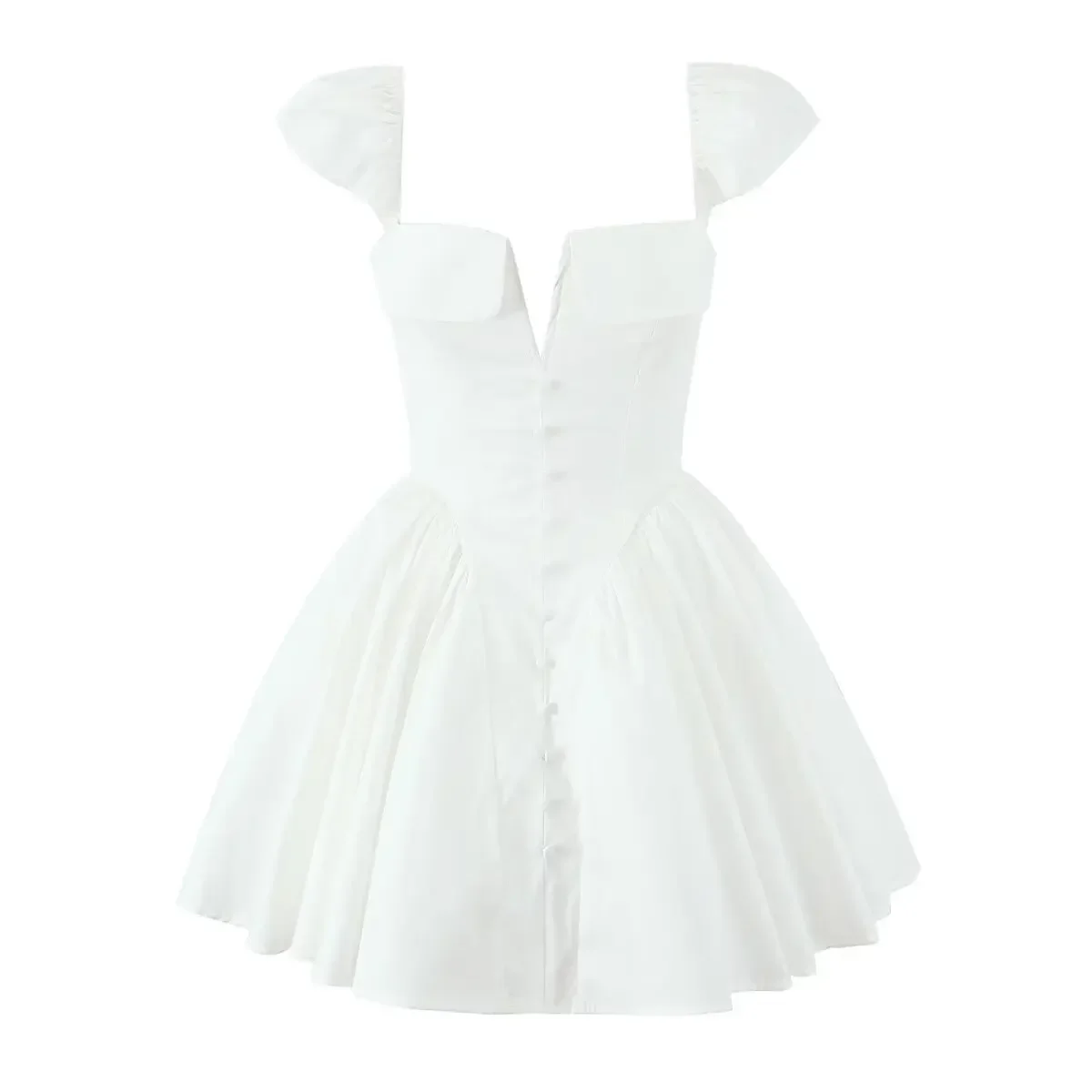 Suninheart – robe de soirée blanche Sexy, col en V, manches Cape, Mini robe décontractée, jupe moell