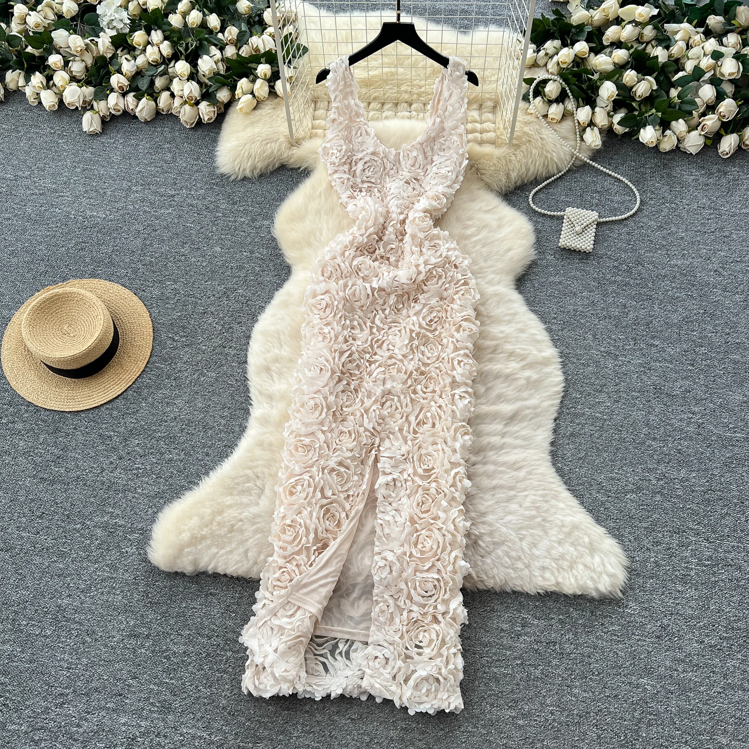 Sexy tridimensionnel Vintage mode coréenne soirée longue robe crayon robe ceremonie robes femmes vêt