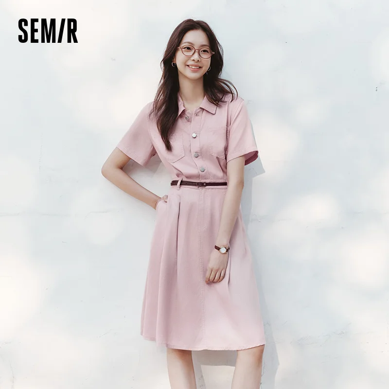 Robe en jean Semir pour femme, taille cintrée, boutonnée, nouvelle collection été 2025, robe midi ra